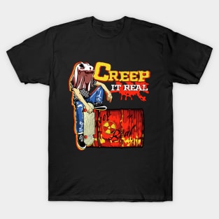 Retro Creep it Real Spooky Skateboarder Halloween T-Shirt